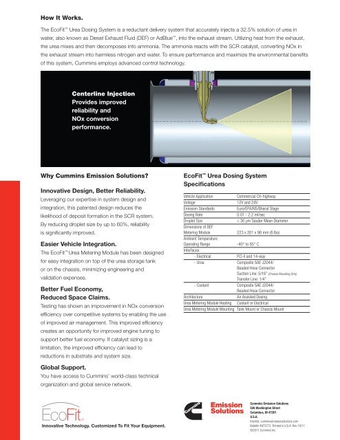 EcoFitâ¢ Urea Dosing System - Cummins Emission Solutions