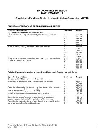 MCGRAW-HILL RYERSON MATHEMATICS 11