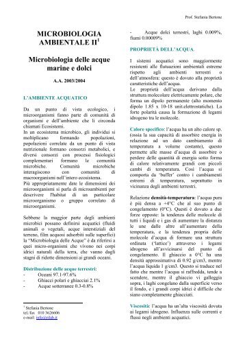 Microbiologia Marina - Sezione di Microbiologia