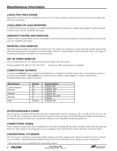 Falcon Jan 2011 Pricebook.pdf - Access Hardware Supply