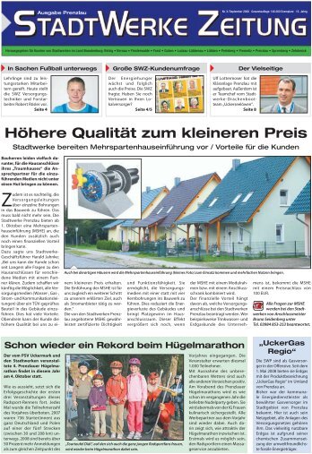 Höhere Qualität zum kleineren Preis - Stadtwerke Prenzlau GmbH