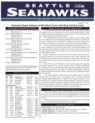 Training Camp Release - Seahawks Online Media Packet