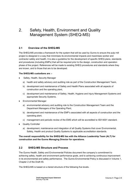 Safety, Health, Environment and Quality Management System