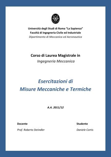 Esercitazioni di Misure Meccaniche e Termiche - Daniele Cortis