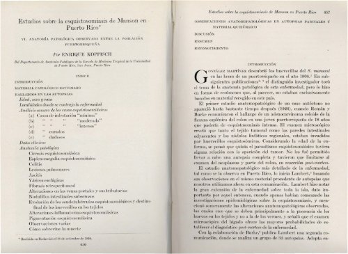 Estudios sobre la esquistosomiasis de Manson en Puerto Rico