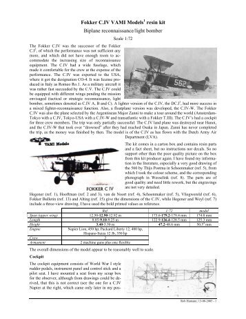 Fokker C.IV VAMI Models resin kit Biplane ... - hollandaircraft.nl