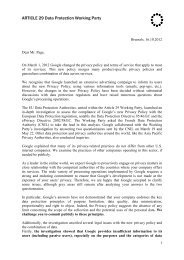 Letter from Article 29 Data Protection Working Party to Google