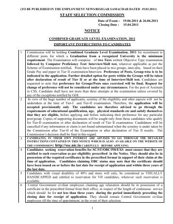 STAFF SELECTION COMMISSION NOTICE