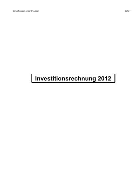 Jahresrechnung Jahresrechnung 2012 - Unterseen