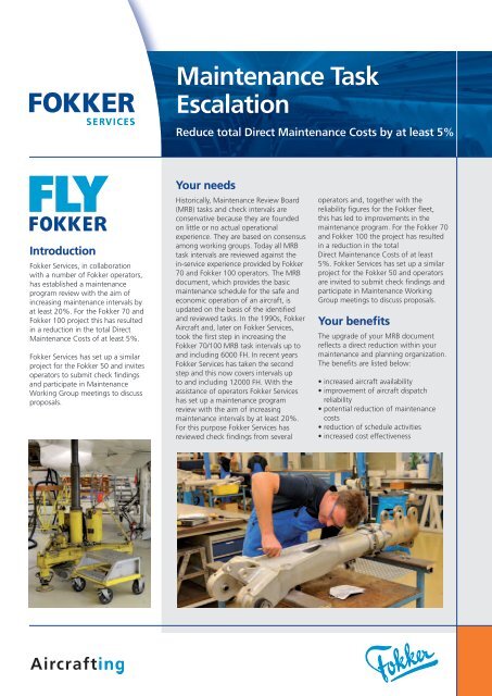 Download leaflet Maintenance Task Escalation - Fokker FLYFokker