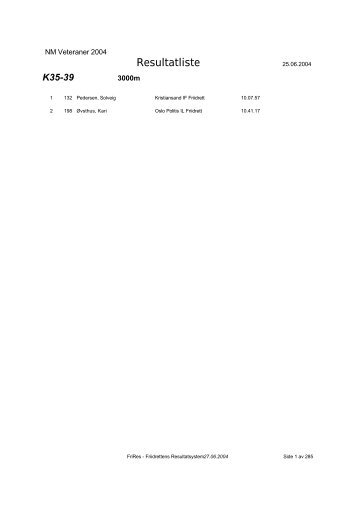 Resultatliste - Asker Skiklubb