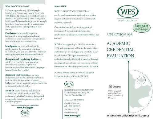 Academic Credential Evaluation World Education Services