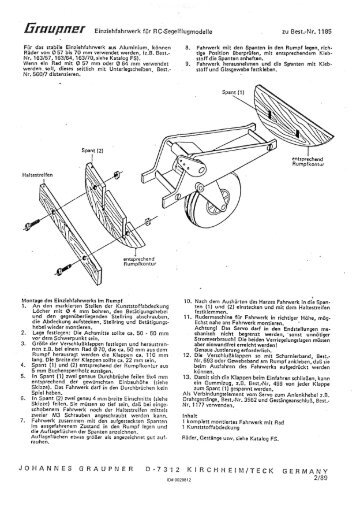 Einziehfahrwerk fÃ¼r RC-Segelflugmodelle l zu Best.-Nr. 1185