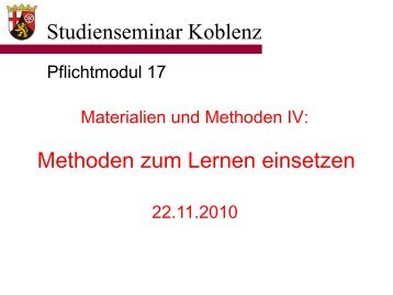 Studienseminar Koblenz Methoden zum Lernen einsetzen