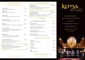 Download Kenza's Delivery and Take Away Menu