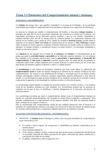 Tema 3.3 Elementos del Comportamiento animal y humano.