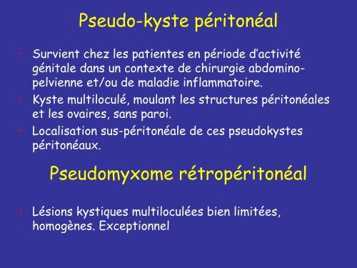 IRM DES LÃSIONS KYSTIQUES RÃTRORECTALES DE L'ADULTE