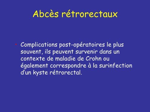 IRM DES LÃSIONS KYSTIQUES RÃTRORECTALES DE L'ADULTE