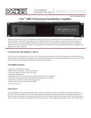V1500 POWER AMPLIFIER - Crest Audio