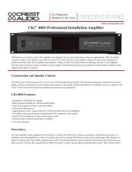 CKiâ¢ 400S Professional Installation Amplifier - Crest Audio