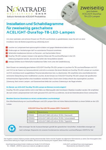 DuraTop-LED-T8-Einbau-zweiseitig - NovaTrade Deutschland GmbH