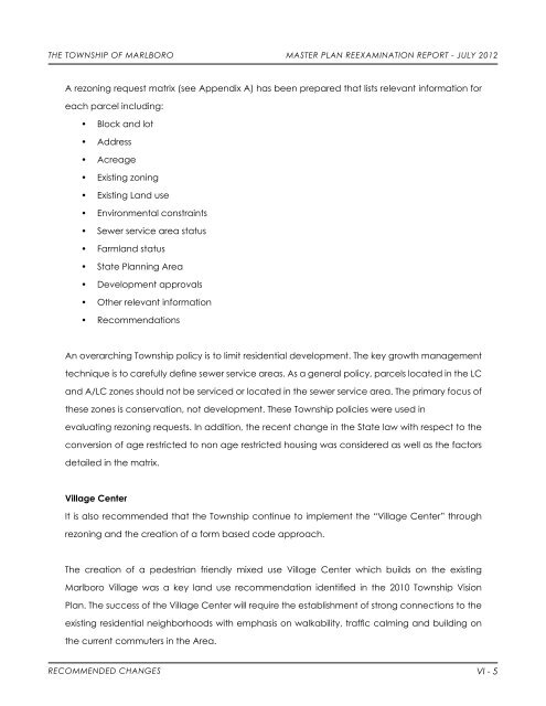 Master Plan Re-exam - July 2012 - Marlboro Township, NJ
