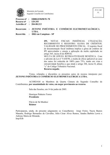 Processo no : 10880.019698/91-70 Recurso no : 129.355 Acórdão ...