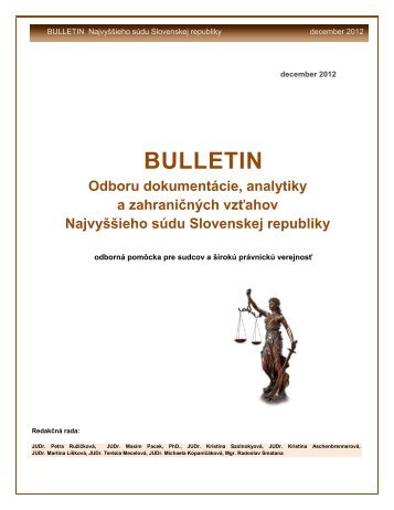 BULLETIN - NajvyÅ¡Å¡Ã­ sÃºd Slovenskej republiky