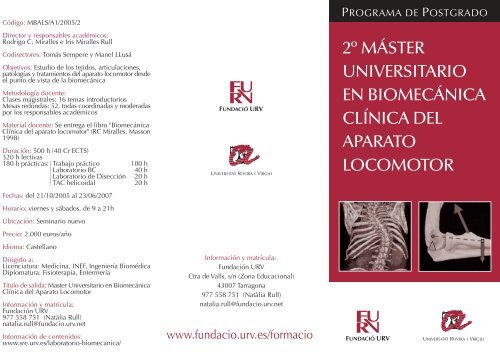 2º máster universitario en biomecánica clínica del aparato locomotor