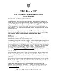 USMA Class of 1957 55th Reunion Initial Interest Survey