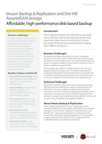 Veeam and Dot Hill Solution Brief