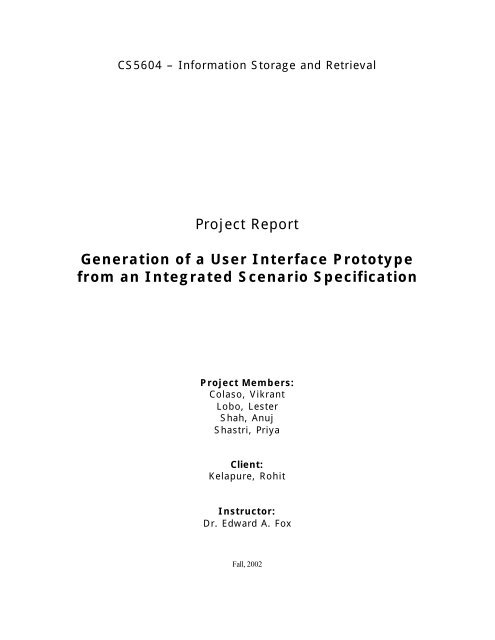 Project Report Generation of a User Interface Prototype from an ...