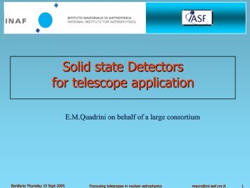 Solid state Detectors for telescope application - Cesr