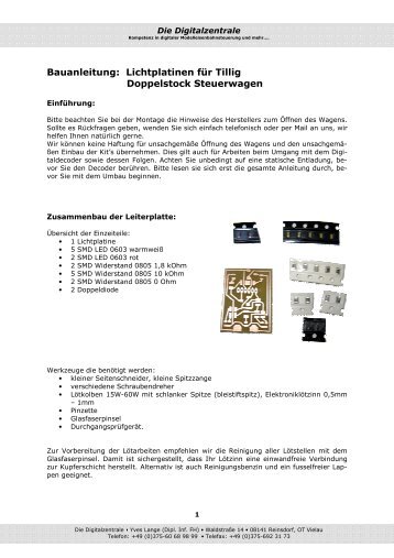 Bauanleitung: Lichtplatinen fÃ¼r Tillig Doppelstock ... - Digitalzentrale