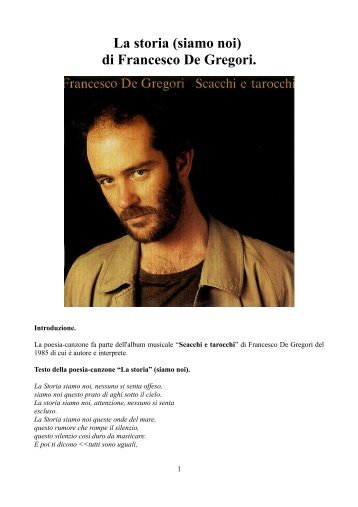 La storia (siamo noi) di Francesco De Gregori. - Biagio Carrubba