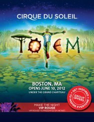 boston, ma oPEns junE 10, 2012 Under the grand ... - Cirque du Soleil