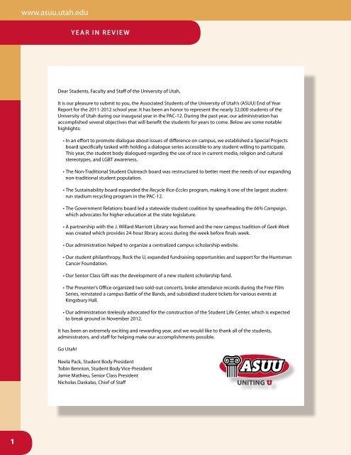 ASUU - Student Affairs - University of Utah