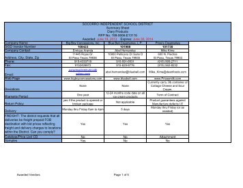 Dairy Products - My SISD - Socorro Independent School District