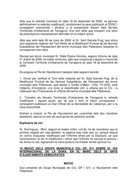 ACTA DE LA SESSIÓ DEL PLE DE L'AJUNTAMENT Identificació de ...