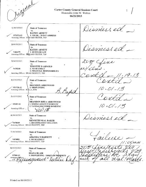 Carter County General Sessions Court Honorable John W Walton Carter County General Sessions Court Honorable John W Walton