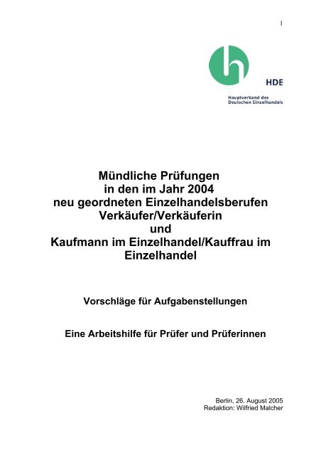 MÃ¼ndliche PrÃ¼fungen in den im Jahr 2004 neu geordneten ... - blog.de