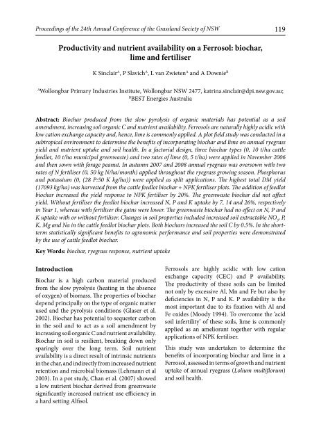 Productivity and nutrient availability on a Ferrosol - Grassland ...