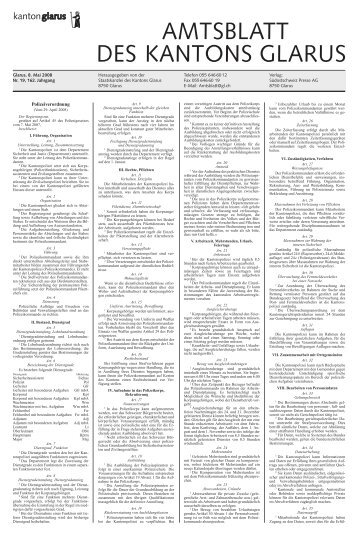 Amtsblatt des Kantons Glarus, 8.5.2008 - Glarus24.ch