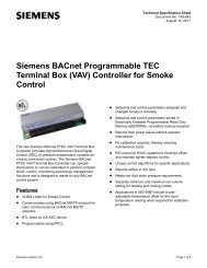 Siemens BACnet Programmable TEC Terminal Box (VAV) Controller