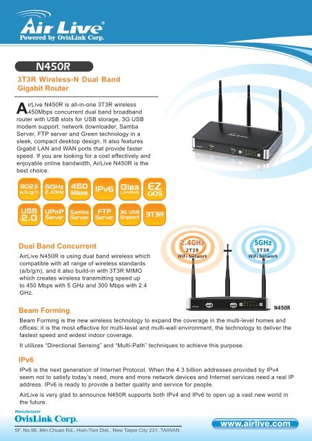 Cradle Familiar Warning 3T3R Wireless-N Dual Band Gigabit Router Dual Band ... - Airlive