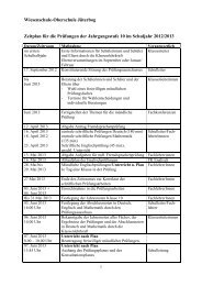 Zeitplan für die Prüfungen am Ende der Jahrgangsstufe 10 im ...