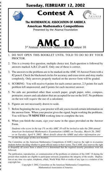 2002 AMC 10 A