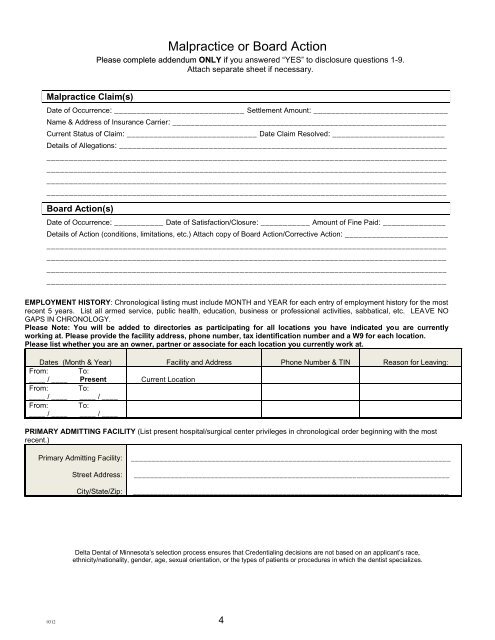 Credentialing Application - Delta Dental Of Minnesota