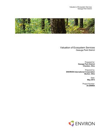 Valuation of Ecosystem Services - Geauga Park District