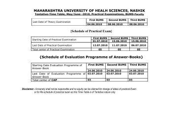 Schedule of Practical Exam - Maharashtra University of Health ...